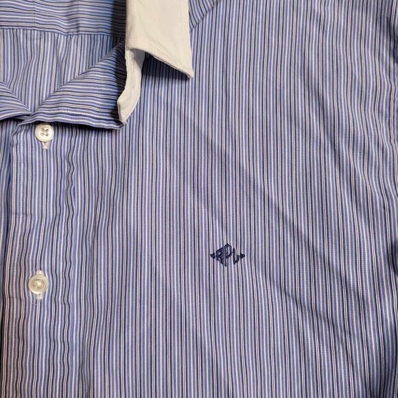 Polo Ralph Lauren Blue Striped Button Down Men's XL - Picture 2 of 5